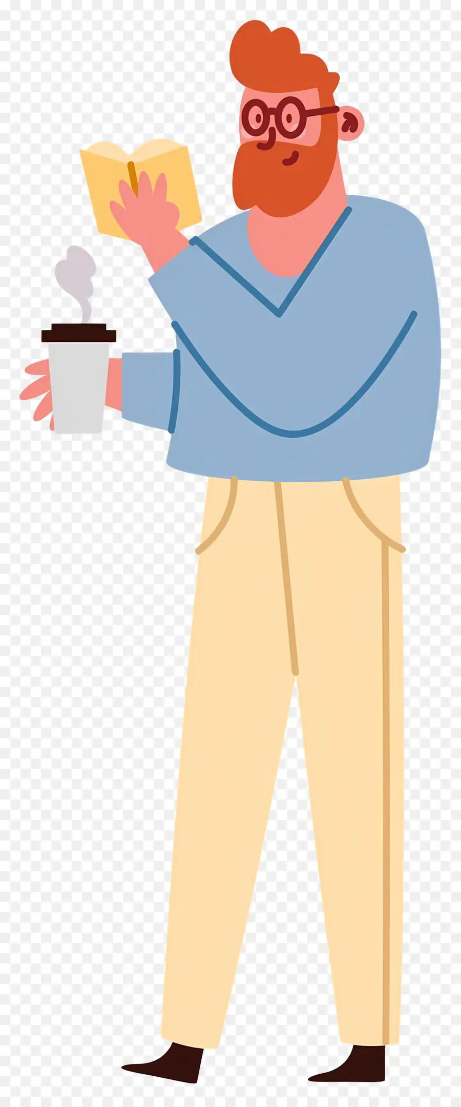 Bebendo Café，Homem Dos Desenhos Animados PNG