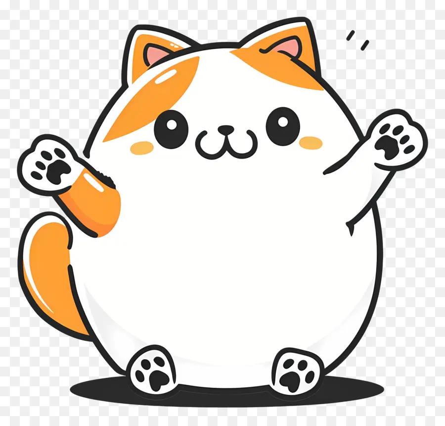 Gato Kawaii，Gato Branco Redondo PNG