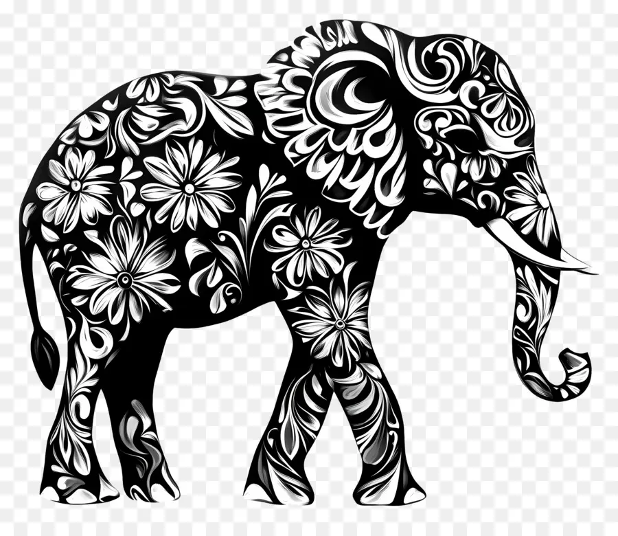 Silhueta De Elefante，Elefante Decorativo PNG