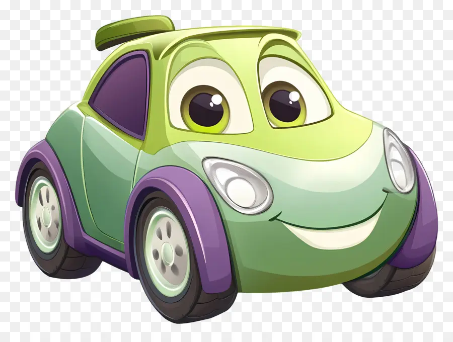 Carro De Desenho Animado，Carro De Desenho Animado Verde E Roxo PNG