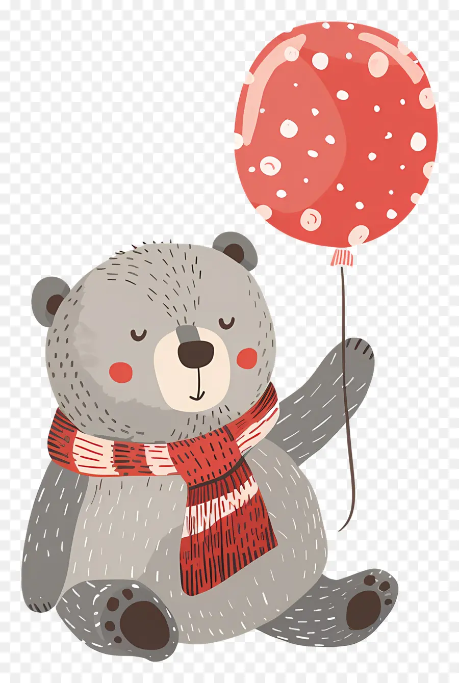 Urso Fofo，Urso Cinzento Com Balão De Bolinhas PNG