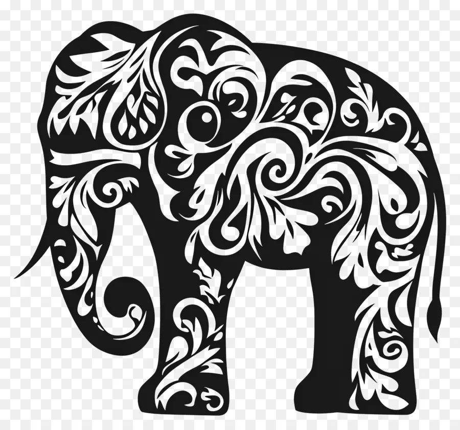 Silhueta De Elefante，Elefante Decorativo PNG