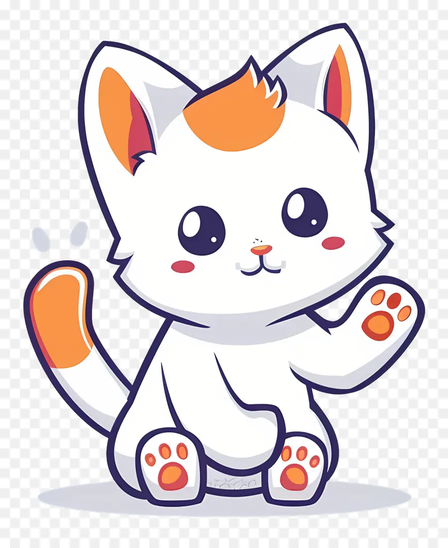 Gato Kawaii，Gato Branco PNG