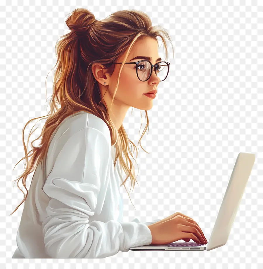 Curso De Informática Aluna Real，Menina Com óculos E Laptop PNG