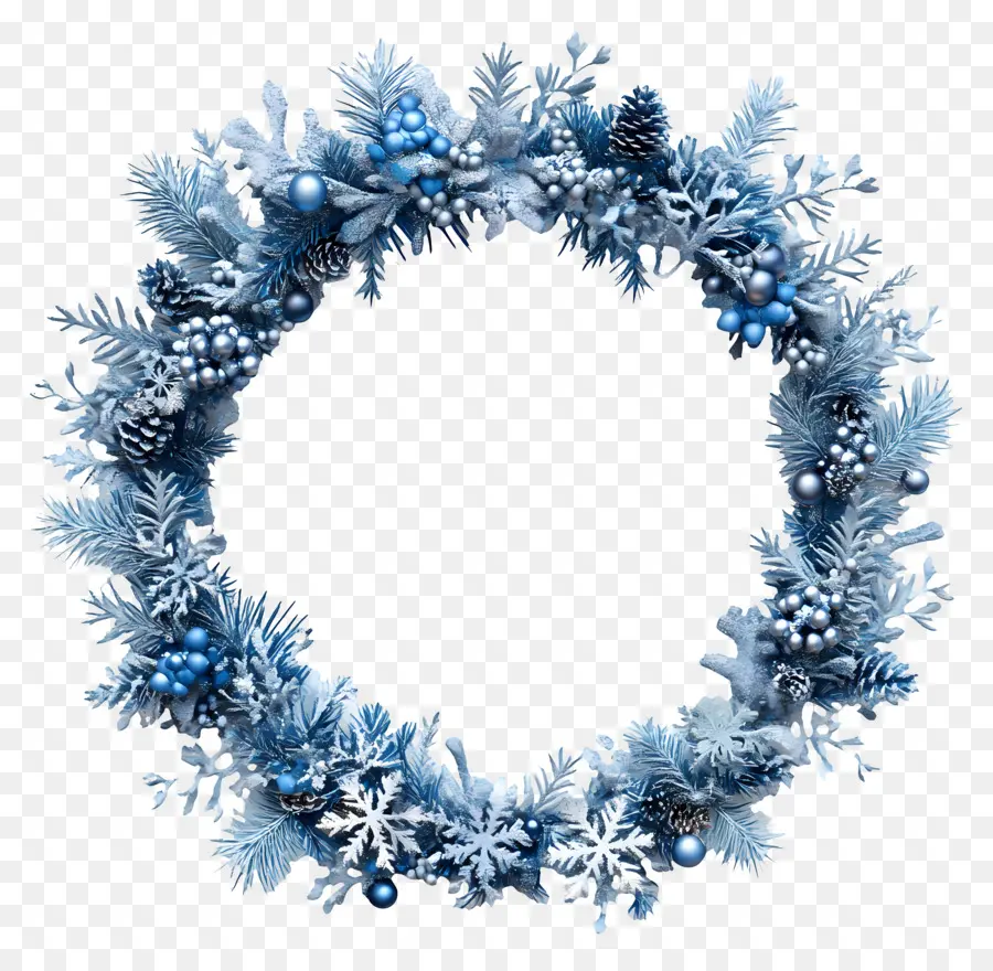 Moldura De Natal Azul，Coroa Azul PNG