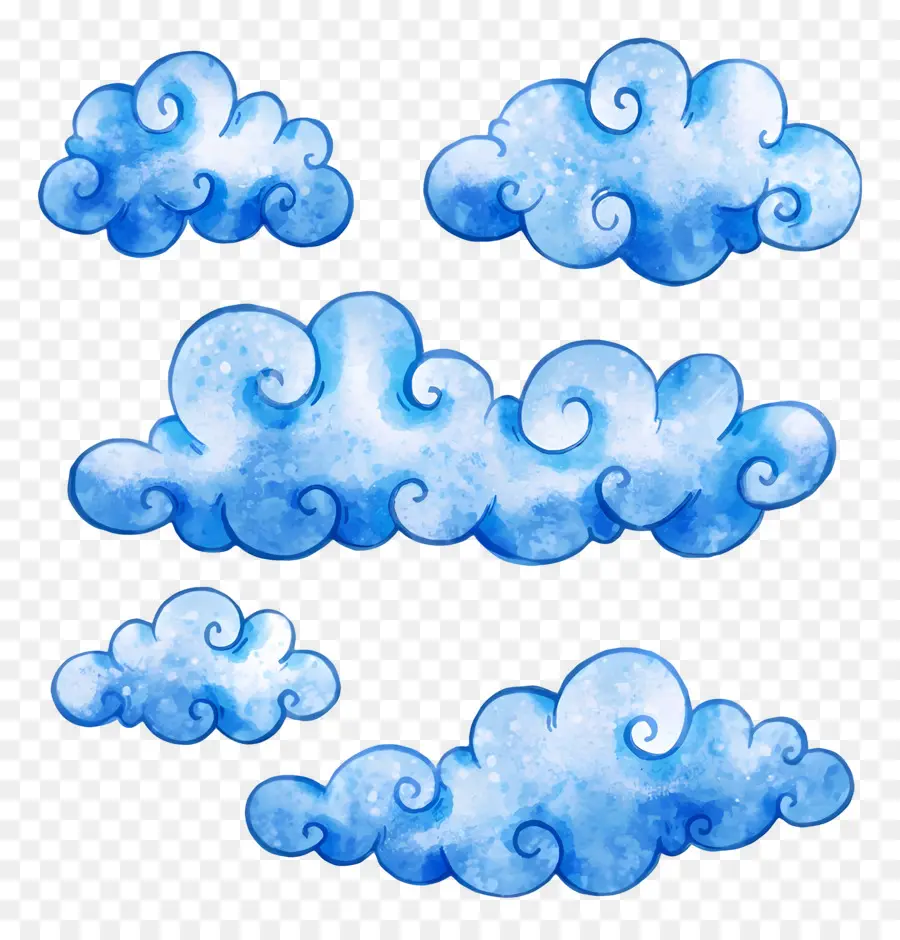 Nuvens Em Aquarela，Nuvens Azuis PNG