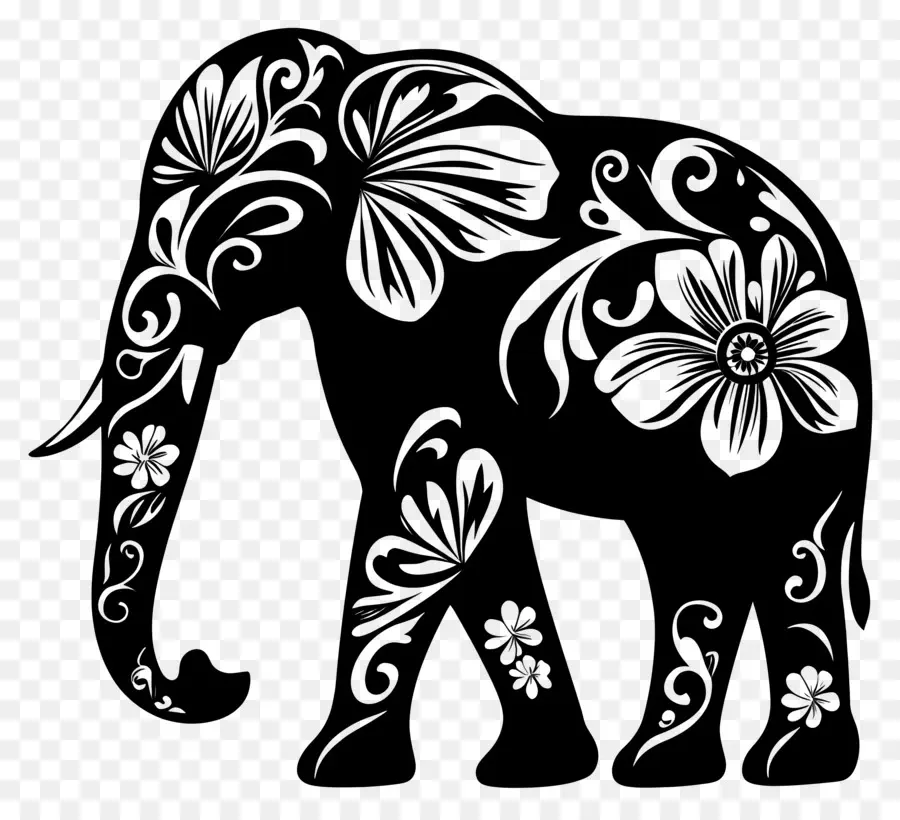 Silhueta De Elefante，Elefante Decorativo PNG