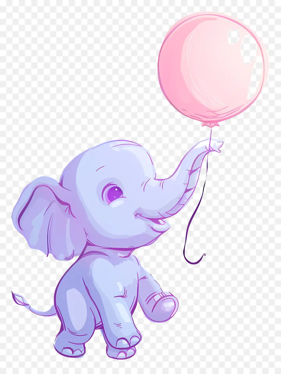 Bebê Elefante，Elefante Azul Com Balão Rosa PNG