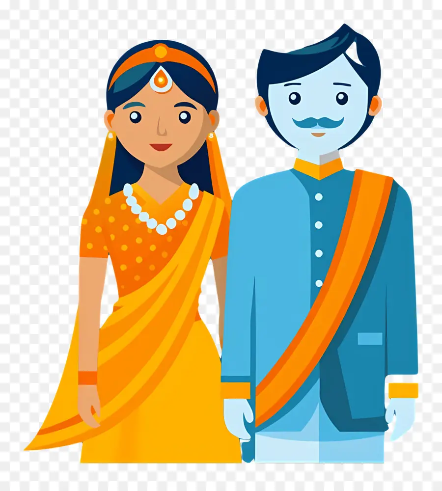 Casal De Noivos Indianos，Casal Tradicional PNG