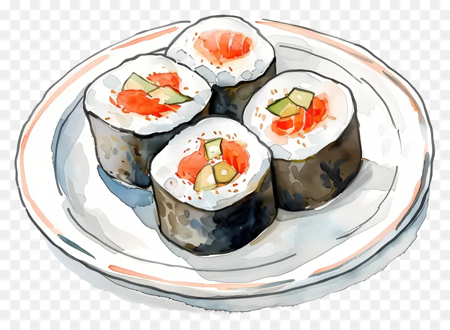 Rolinho De Sushi，Pedaços De Sushi PNG