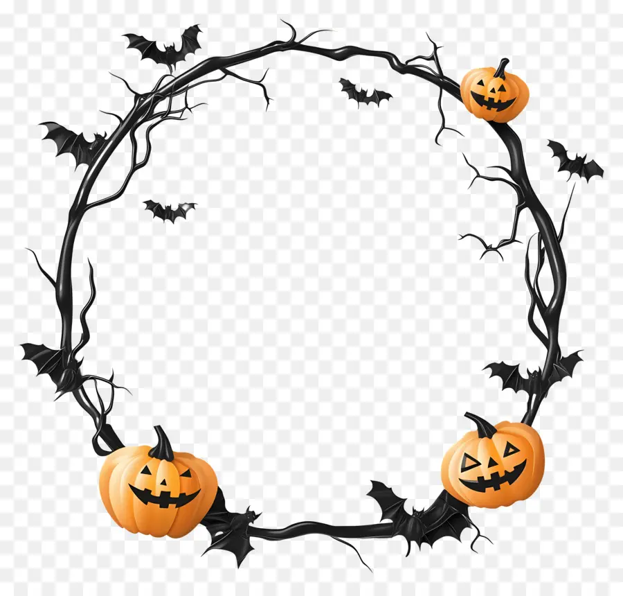 Quadro De Halloween，Coroa De Abóbora PNG