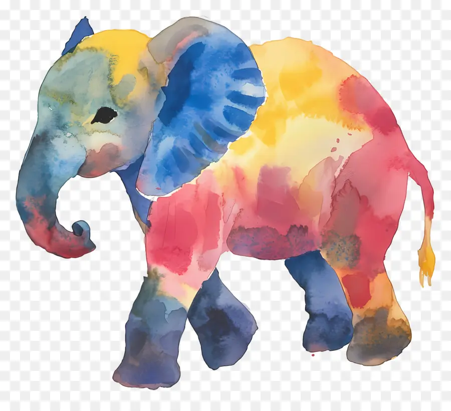 Elefante Aquarela，Elefante Colorido PNG