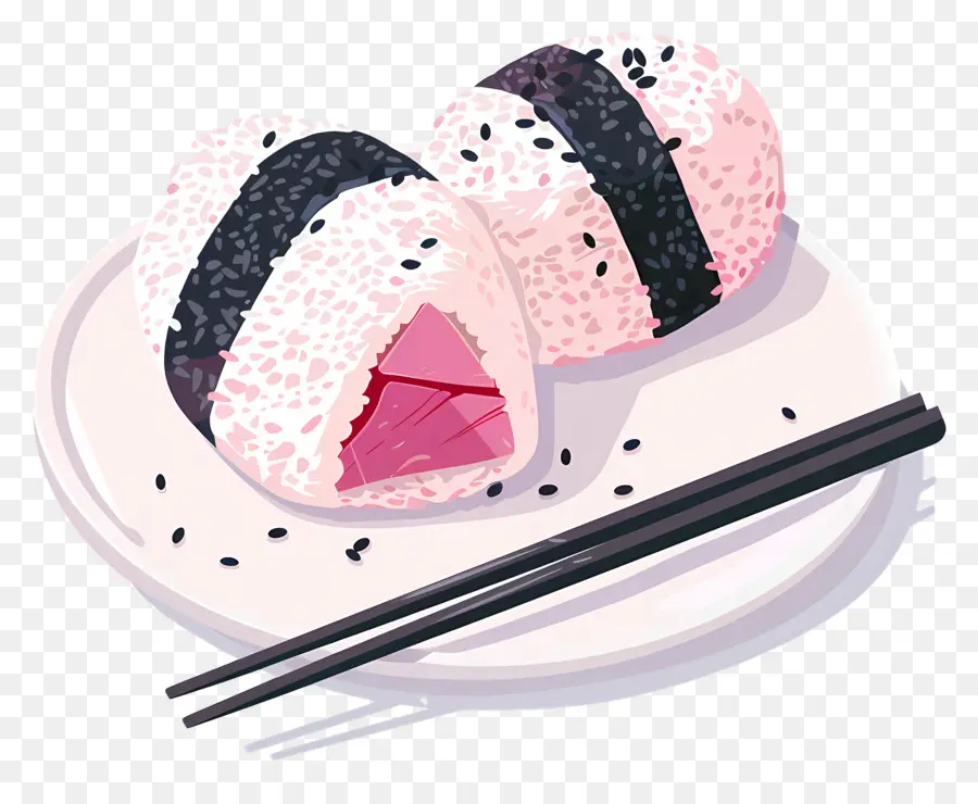 Umeboshi Onigiri，Bolinhos De Arroz Recheados PNG