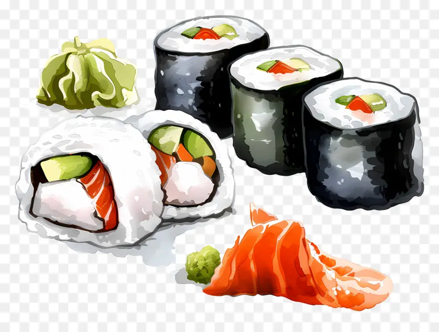 Rolinho De Sushi，Pedaços De Sushi PNG