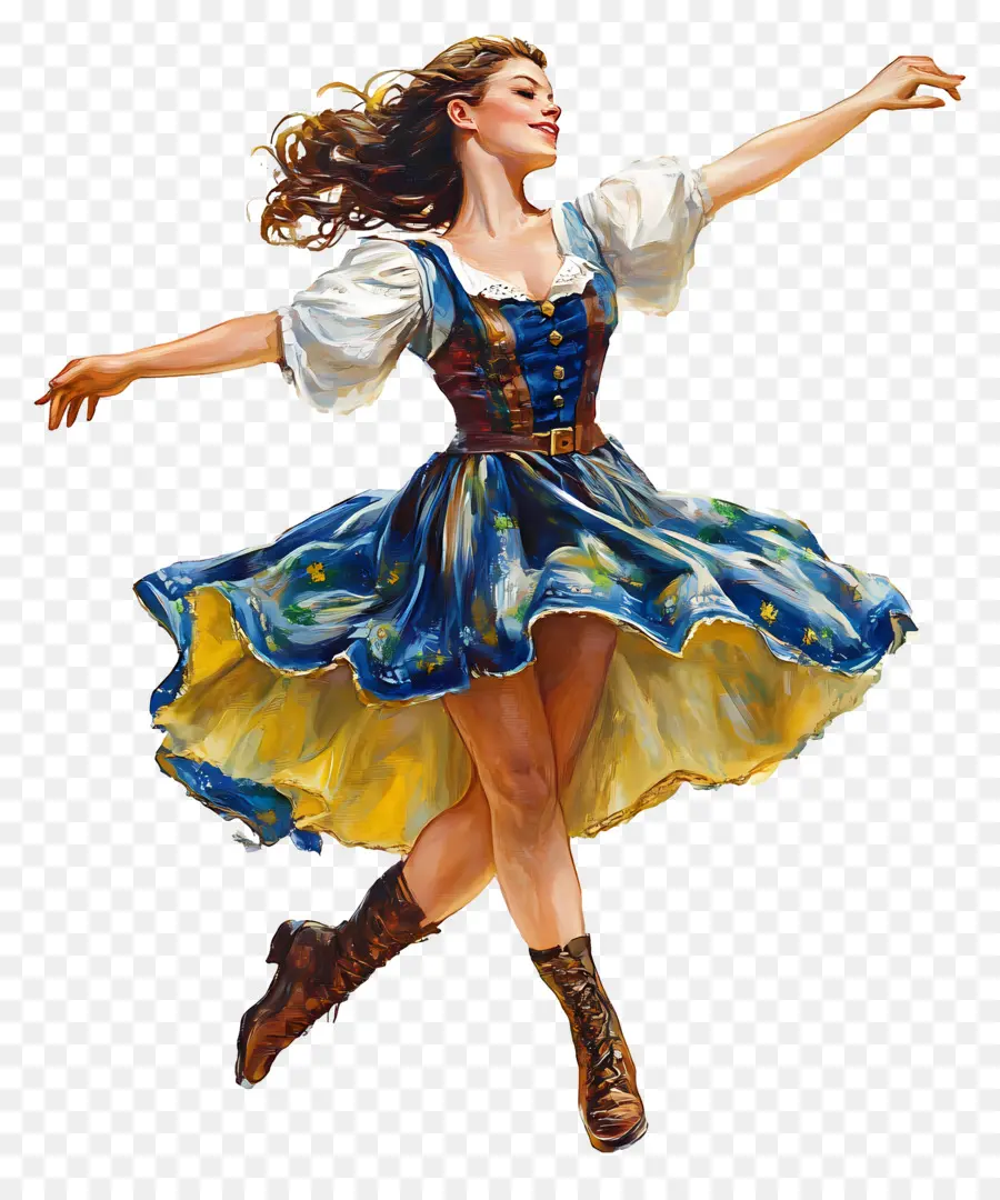 Dançarino Da Oktoberfest，Mulher Em Traje Tradicional PNG