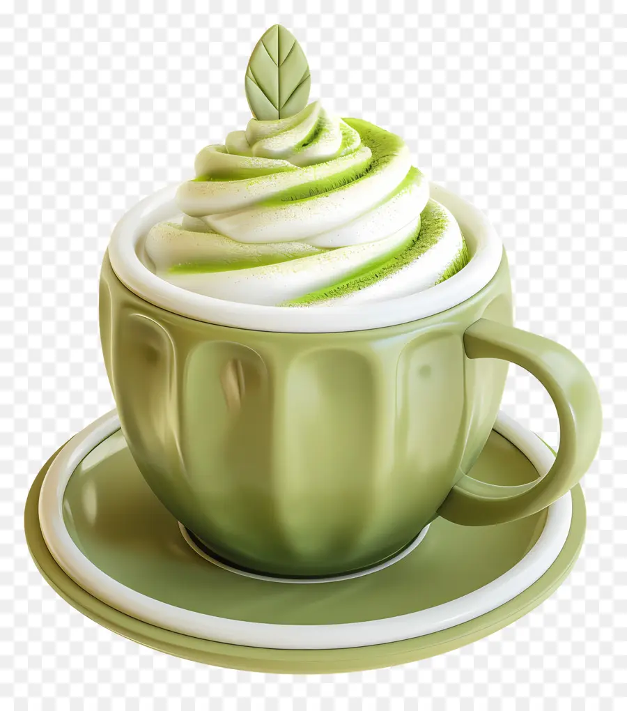 Matcha Latte，Copa Matcha Folhada PNG