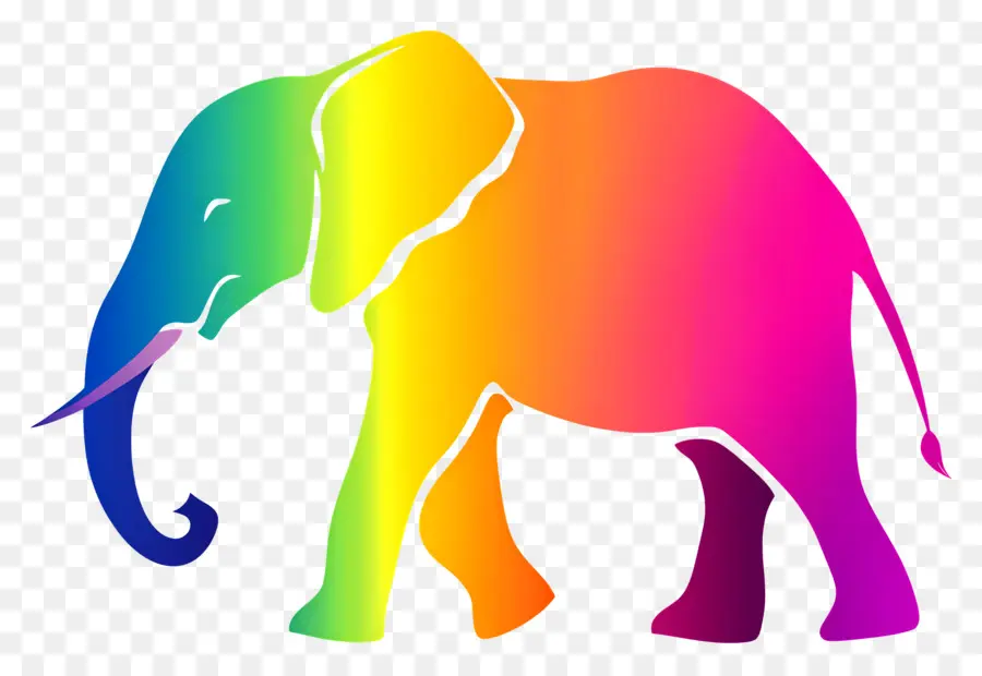 Silhueta De Elefante，Elefante Colorido PNG