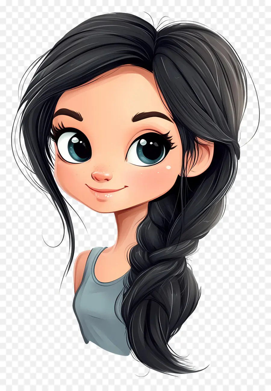 Cabelo De Menina，Garota De Desenho Animado Com Trança PNG