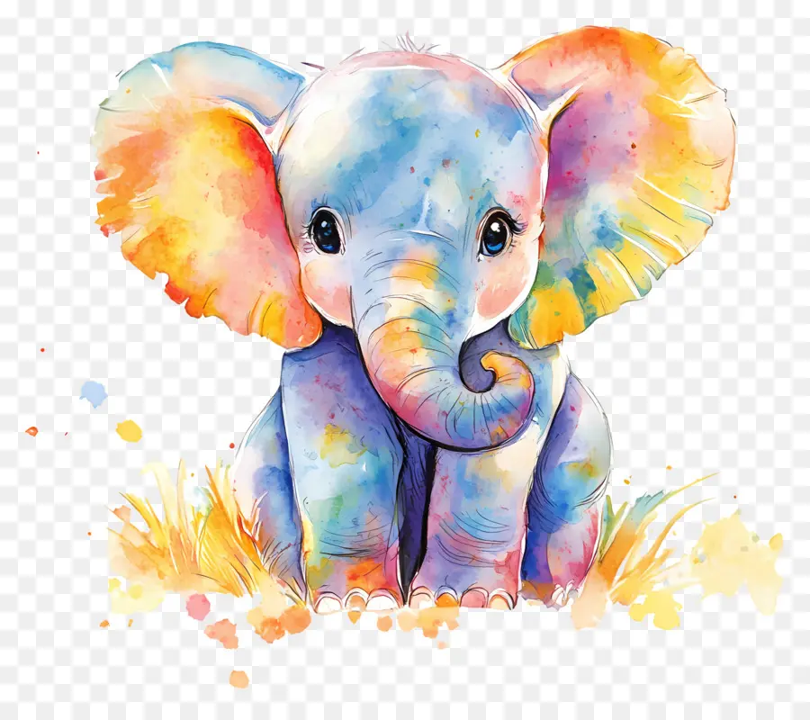 Elefante Aquarela，Elefante Colorido PNG