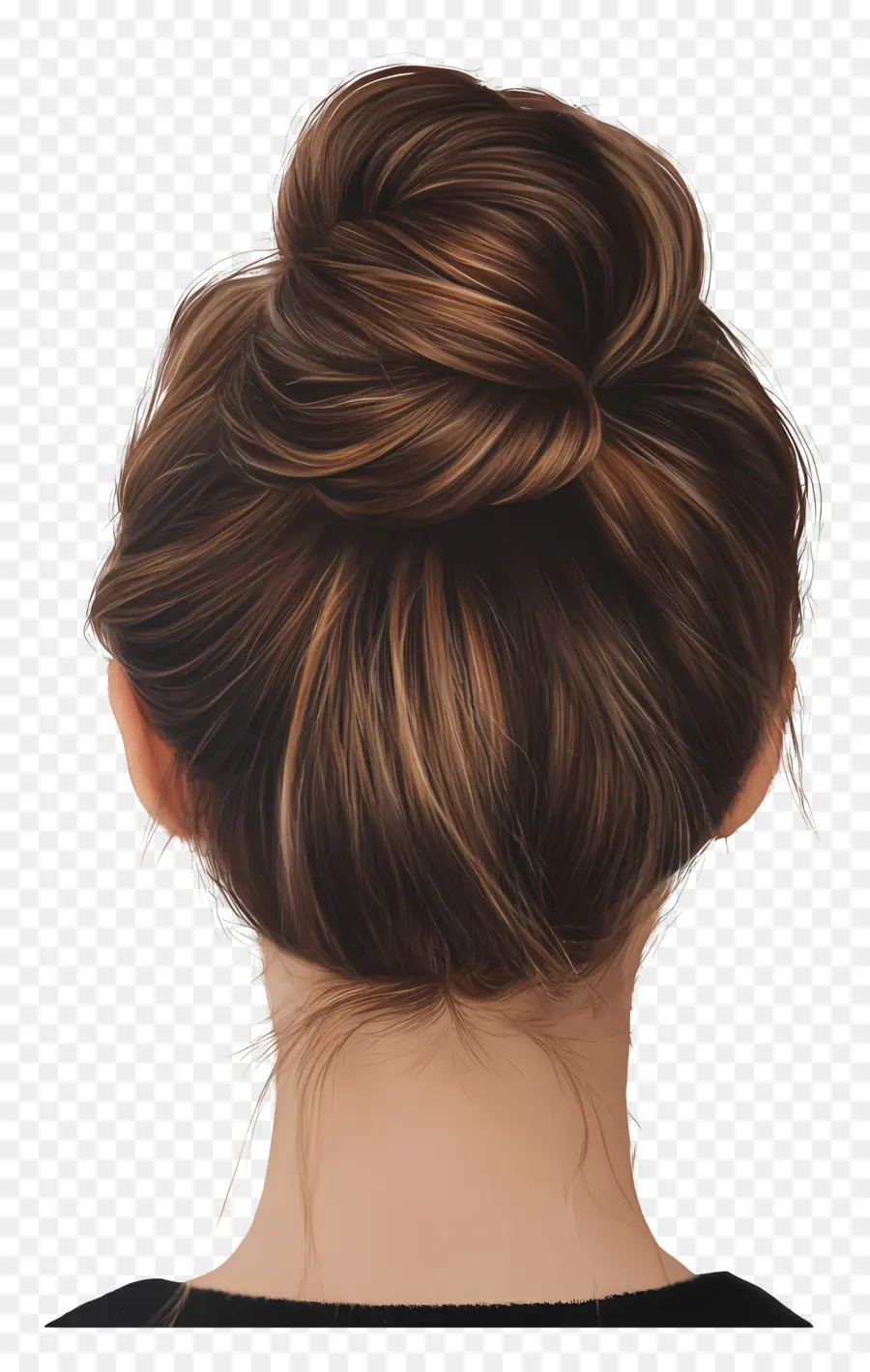 Cabelo De Menina，Coque De Cabelo Castanho PNG