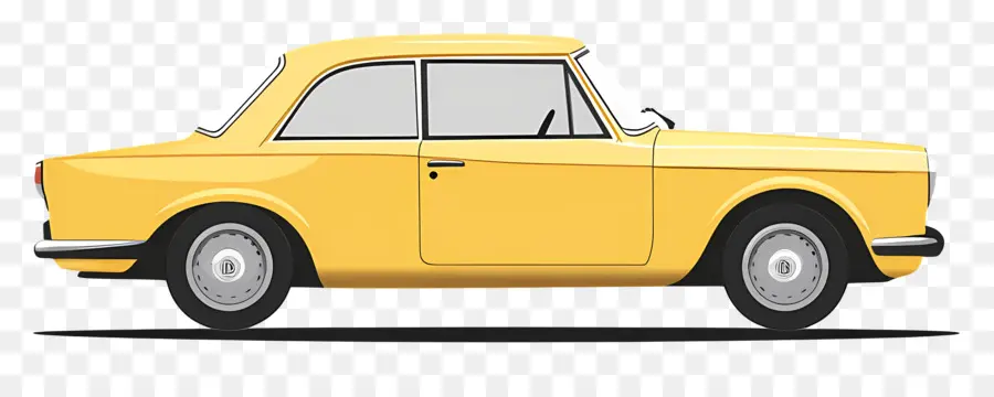 Carro Animado，Carro Clássico Amarelo PNG