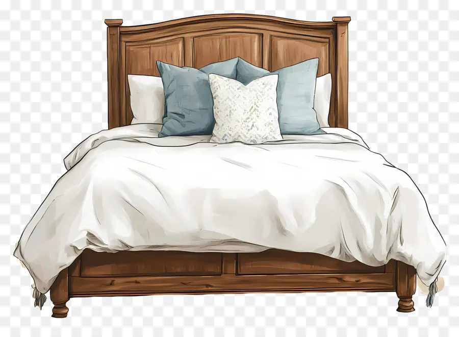 Cama Aconchegante，Cama De Madeira PNG