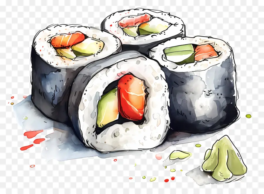 Rolinho De Sushi，Pedaços De Sushi PNG