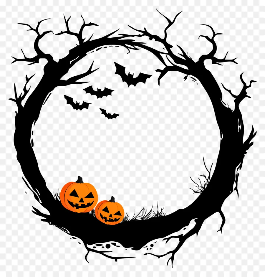 Quadro De Halloween，Coroa De Abóbora PNG