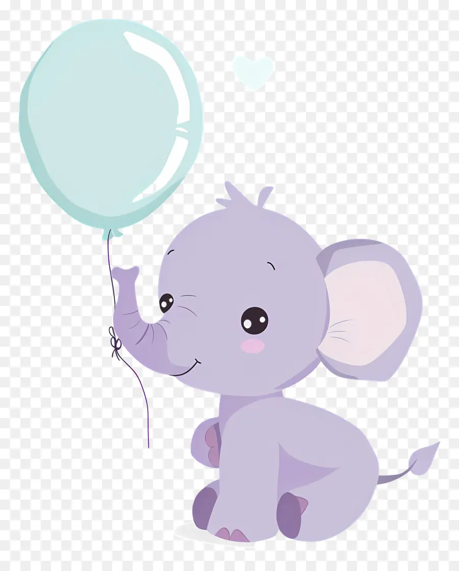 Bebê Elefante，Elefante Roxo Com Balão Azul PNG