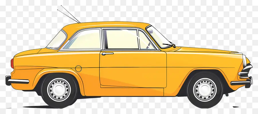 Carro Animado，Carro Antigo Amarelo PNG