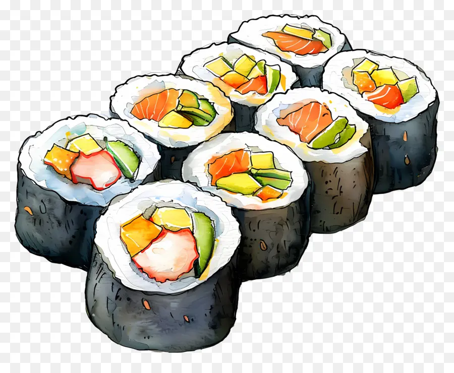 Rolinho De Sushi，Pedaços De Sushi PNG