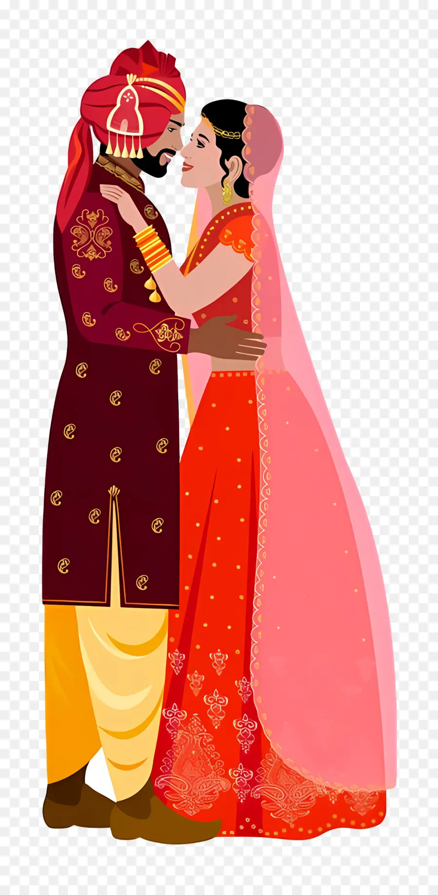 Casal De Noivos Indianos，Casal De Noivos Ilustrado PNG