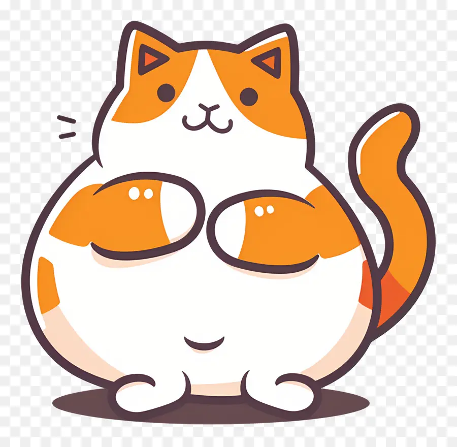 Gato Kawaii，Gato Redondo Laranja E Branco PNG