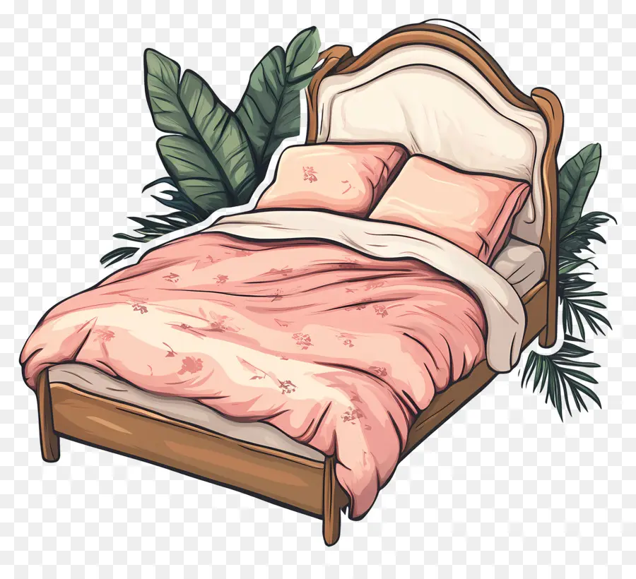 Cama Aconchegante，Cama Rosa PNG