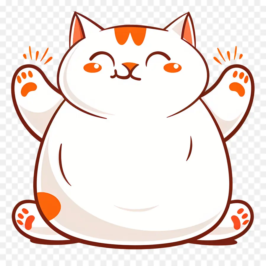 Gato Kawaii，Gato Branco Gordinho PNG