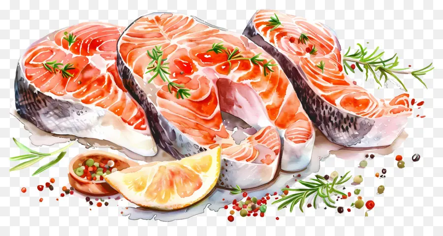 Bifes De Salmão，Peixe PNG