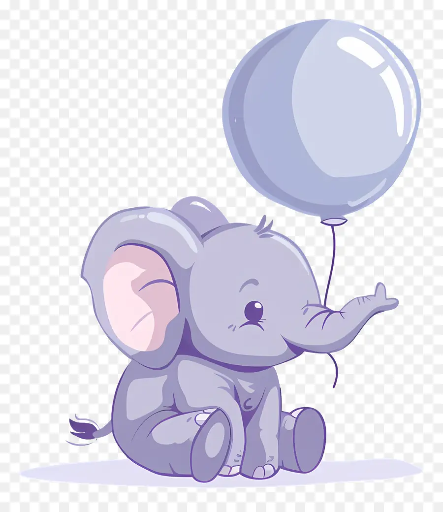 Bebê Elefante，Elefante Cinza Com Balão Cinza PNG