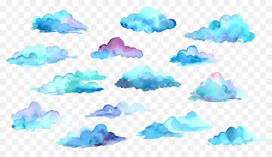 Nuvens Em Aquarela，Nuvens Azuis PNG