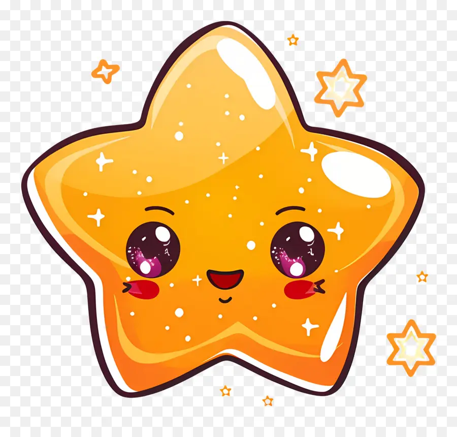 Estrela Kawaii，Estrela Amarela PNG