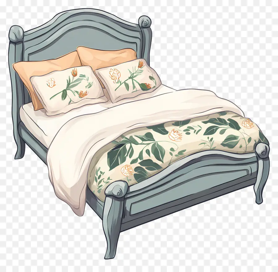 Cama Aconchegante，Cama Floral PNG