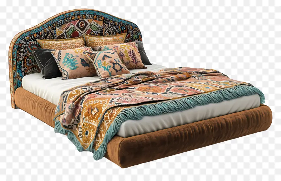 Cama Aconchegante，Cama Colorida PNG