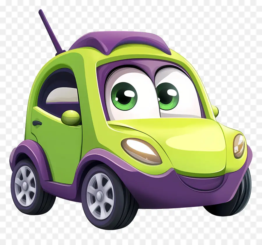 Carro De Desenho Animado，Carro De Desenho Animado Verde E Roxo PNG