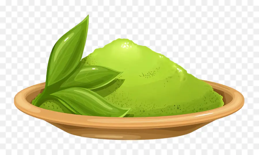 Matchá Em Pó，Pasta Verde Com Folhas PNG