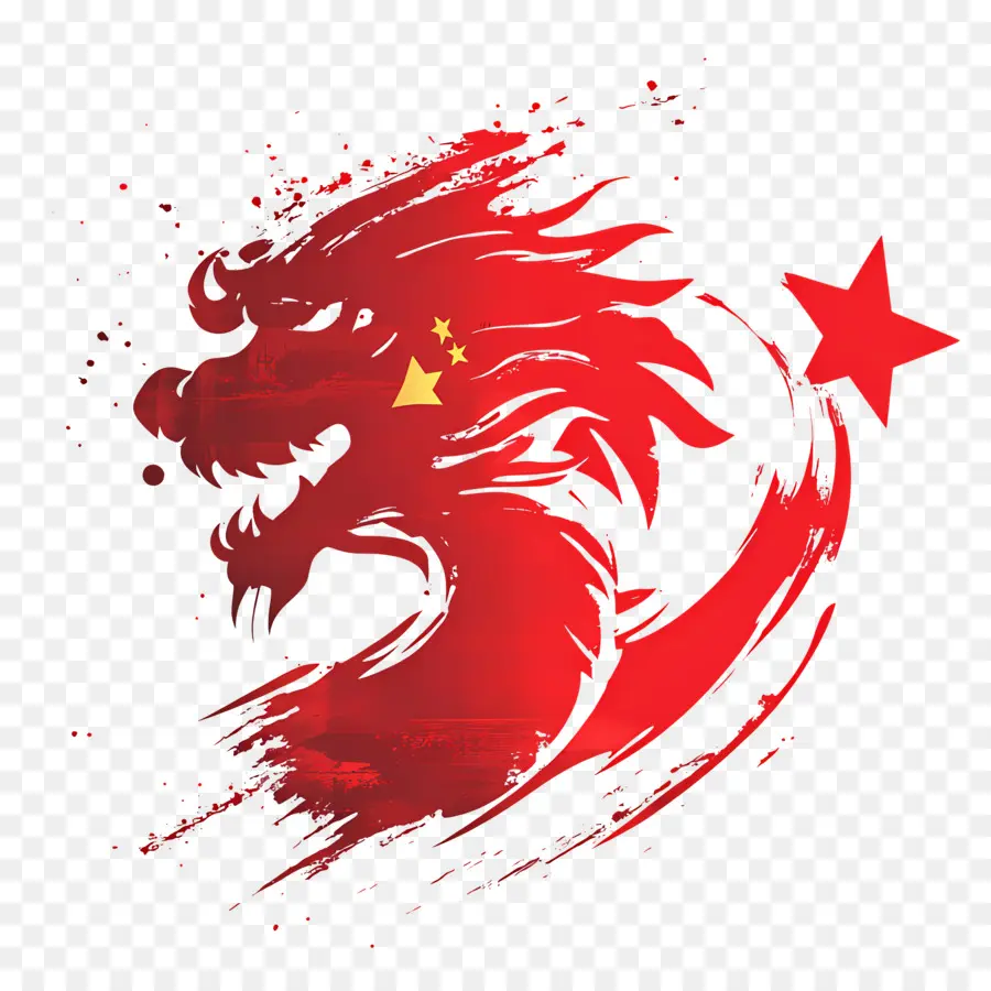 Dia Nacional Da China，Silhueta De Dragão Vermelho PNG