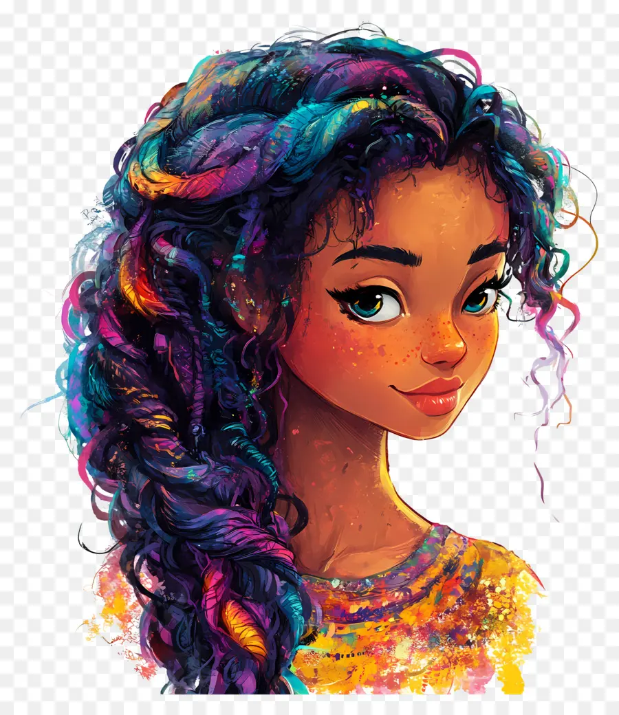 Cabelo De Menina，Cabelo Trançado Colorido PNG