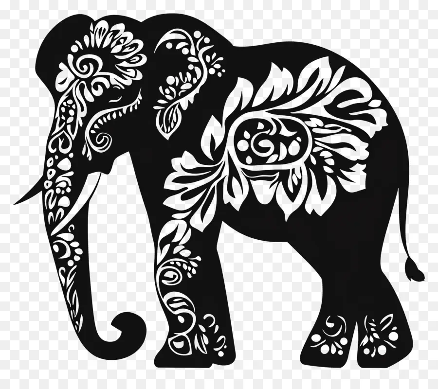 Silhueta De Elefante，Elefante Decorativo PNG