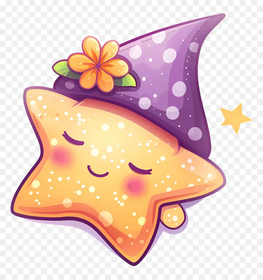 Estrela Kawaii，Estrela Amarela Com Chapéu PNG