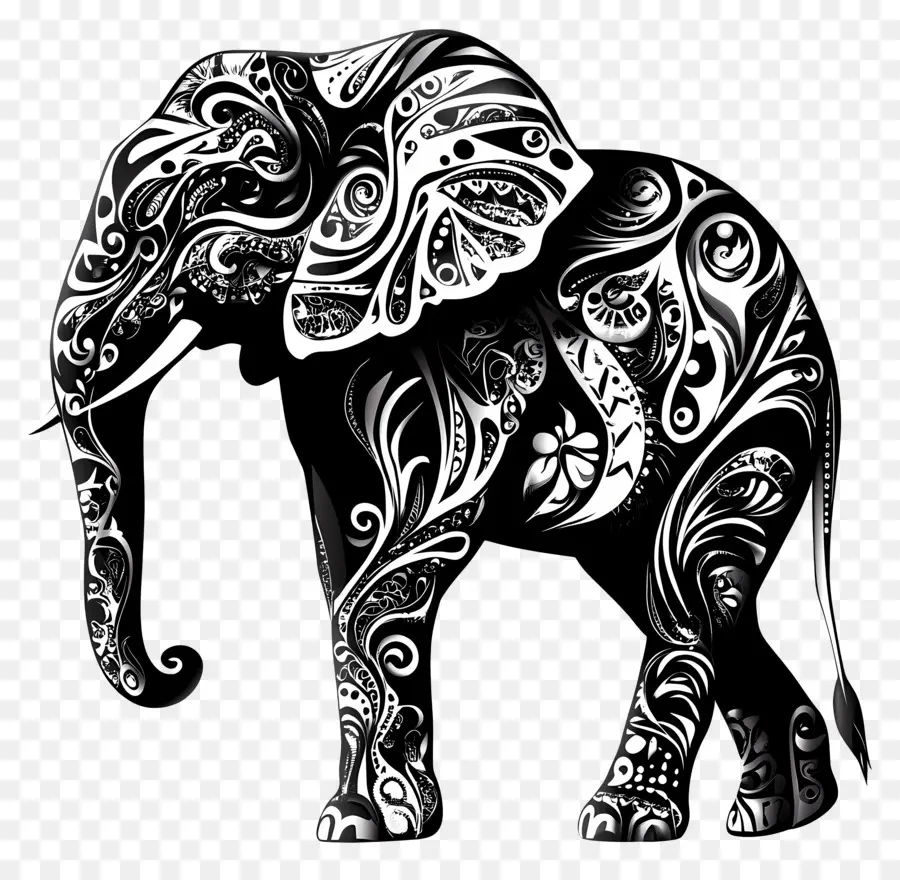 Silhueta De Elefante，Elefante Ornamentado PNG