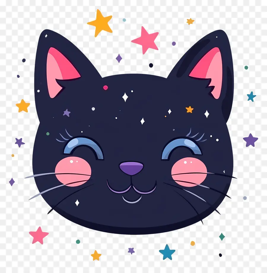 Gato Kawaii，Cara De Gato Preto PNG