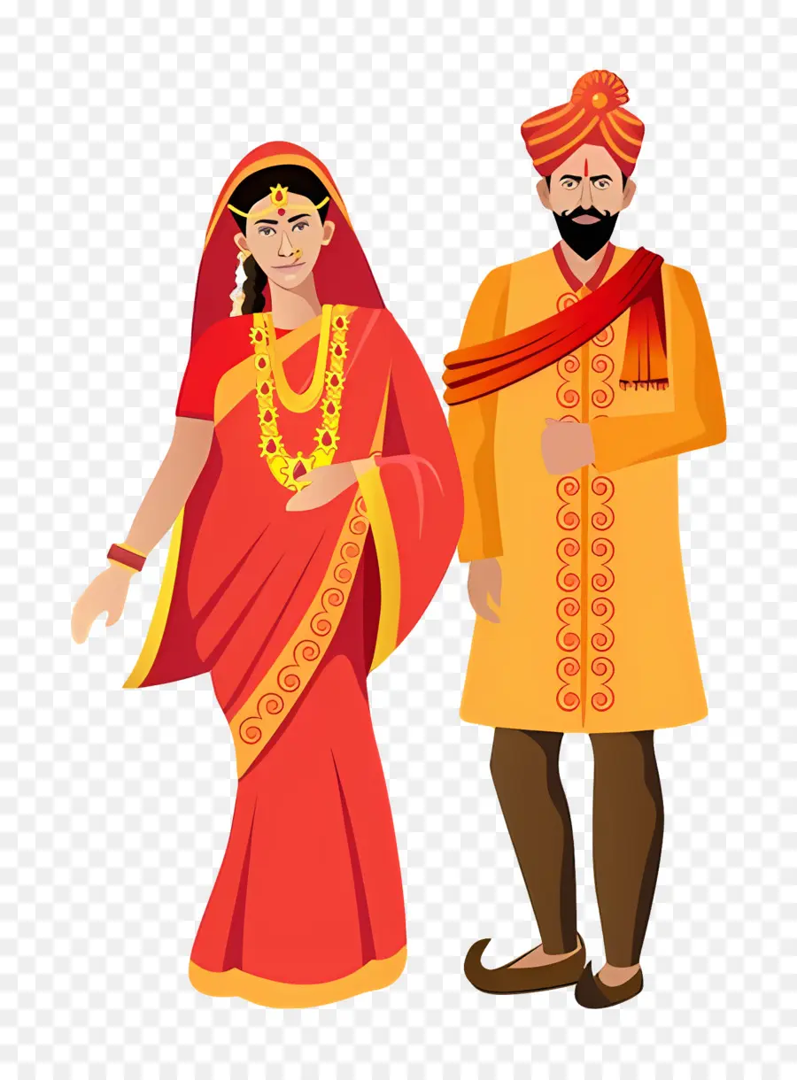 Casal De Noivos Indianos，Casal Tradicional PNG